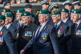 The Royal Marines Association  (Group E2, 59 members) during the Royal British Legion March Past on Remembrance Sunday at the Cenotaph, Whitehall, Westminster, London, 11 November 2018, 11:41.