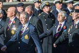 The Aircraft Handlers Association  (Group E4, 58 members) during the Royal British Legion March Past on Remembrance Sunday at the Cenotaph, Whitehall, Westminster, London, 11 November 2018, 11:42.