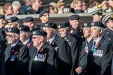Aircrewmans Association  (Group E5, 44 members) during the Royal British Legion March Past on Remembrance Sunday at the Cenotaph, Whitehall, Westminster, London, 11 November 2018, 11:42.