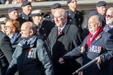 Fleet Air Arm Armourers Association  (Group E6, 27 members) during the Royal British Legion March Past on Remembrance Sunday at the Cenotaph, Whitehall, Westminster, London, 11 November 2018, 11:42.