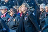 Queen Alexandra's Royal Naval Nursing Service Association  (Group E32, 32 members) during the Royal British Legion March Past on Remembrance Sunday at the Cenotaph, Whitehall, Westminster, London, 11 November 2018, 11:45.