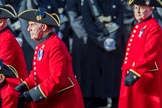 The Royal Hospital Chelsea (Group AA3, 30 members) during the Royal British Legion March Past on Remembrance Sunday at the Cenotaph, Whitehall, Westminster, London, 11 November 2018, 11:48.