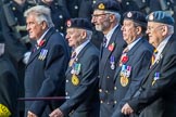 Aden Veterans Association (Group F16, 53 members) during the Royal British Legion March Past on Remembrance Sunday at the Cenotaph, Whitehall, Westminster, London, 11 November 2018, 11:52.