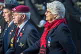 Aden Veterans Association (Group F16, 53 members) during the Royal British Legion March Past on Remembrance Sunday at the Cenotaph, Whitehall, Westminster, London, 11 November 2018, 11:52.