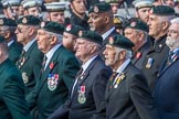 Royal Green Jackets (Group A2, 153 members) during the Royal British Legion March Past on Remembrance Sunday at the Cenotaph, Whitehall, Westminster, London, 11 November 2018, 11:55.