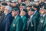 Royal Green Jackets (Group A2, 153 members) during the Royal British Legion March Past on Remembrance Sunday at the Cenotaph, Whitehall, Westminster, London, 11 November 2018, 11:55.