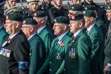 The Light Infantry Association (Group A4, 26 members) during the Royal British Legion March Past on Remembrance Sunday at the Cenotaph, Whitehall, Westminster, London, 11 November 2018, 11:56.