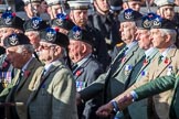 Queen's Own Highlanders Regimental Association (Group A11, 55 members) during the Royal British Legion March Past on Remembrance Sunday at the Cenotaph, Whitehall, Westminster, London, 11 November 2018, 11:57.