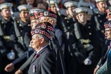The Gordon Highlanders London Association (Group A12, 37 members) during the Royal British Legion March Past on Remembrance Sunday at the Cenotaph, Whitehall, Westminster, London, 11 November 2018, 11:58.