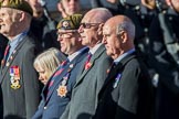 Coldstream Guards Association (Group A18, 30 members) during the Royal British Legion March Past on Remembrance Sunday at the Cenotaph, Whitehall, Westminster, London, 11 November 2018, 11:59.