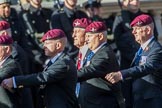 The Parachute Regimental Association (Group A21, 101 members) during the Royal British Legion March Past on Remembrance Sunday at the Cenotaph, Whitehall, Westminster, London, 11 November 2018, 11:59.