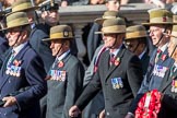 Gurkha Brigade Association (Group A25, 80 members) during the Royal British Legion March Past on Remembrance Sunday at the Cenotaph, Whitehall, Westminster, London, 11 November 2018, 12:00.