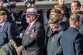 The Royal Anglian Regiment (Group A28, 21 members) during the Royal British Legion March Past on Remembrance Sunday at the Cenotaph, Whitehall, Westminster, London, 11 November 2018, 12:01.