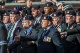 The Staffordshire Regiment (Group A29, 54 members) during the Royal British Legion March Past on Remembrance Sunday at the Cenotaph, Whitehall, Westminster, London, 11 November 2018, 12:01.