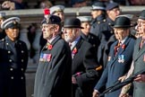 The Northumberland Fusiliers All Ranks Club (Group A34, 41 members) during the Royal British Legion March Past on Remembrance Sunday at the Cenotaph, Whitehall, Westminster, London, 11 November 2018, 12:02.
