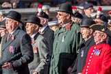The Northumberland Fusiliers All Ranks Club (Group A34, 41 members) during the Royal British Legion March Past on Remembrance Sunday at the Cenotaph, Whitehall, Westminster, London, 11 November 2018, 12:02.