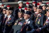 The Northumberland Fusiliers All Ranks Club (Group A34, 41 members) during the Royal British Legion March Past on Remembrance Sunday at the Cenotaph, Whitehall, Westminster, London, 11 November 2018, 12:02.