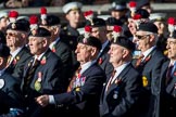 The Northumberland Fusiliers All Ranks Club (Group A34, 41 members) during the Royal British Legion March Past on Remembrance Sunday at the Cenotaph, Whitehall, Westminster, London, 11 November 2018, 12:02.