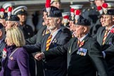 Fusiliers Association  Lancashire (Group A35, 34 members) during the Royal British Legion March Past on Remembrance Sunday at the Cenotaph, Whitehall, Westminster, London, 11 November 2018, 12:02.