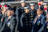 Fusiliers Association  Lancashire (Group A35, 34 members) during the Royal British Legion March Past on Remembrance Sunday at the Cenotaph, Whitehall, Westminster, London, 11 November 2018, 12:02.