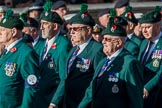 Regimental Association  of the Royal Irish Association (Group A37, 39 members) during the Royal British Legion March Past on Remembrance Sunday at the Cenotaph, Whitehall, Westminster, London, 11 November 2018, 12:02.