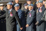 656 Squadron Association (Group B8, 24 members) during the Royal British Legion March Past on Remembrance Sunday at the Cenotaph, Whitehall, Westminster, London, 11 November 2018, 12:07.