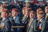 The King's Royal Hussars Regimental Association  (Group B21, 100 members) during the Royal British Legion March Past on Remembrance Sunday at the Cenotaph, Whitehall, Westminster, London, 11 November 2018, 12:10.