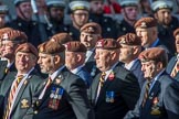The King's Royal Hussars Regimental Association  (Group B21, 100 members) during the Royal British Legion March Past on Remembrance Sunday at the Cenotaph, Whitehall, Westminster, London, 11 November 2018, 12:10.