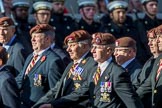 The King's Royal Hussars Regimental Association  (Group B21, 100 members) during the Royal British Legion March Past on Remembrance Sunday at the Cenotaph, Whitehall, Westminster, London, 11 November 2018, 12:10.