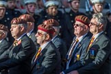 The King's Royal Hussars Regimental Association  (Group B21, 100 members) during the Royal British Legion March Past on Remembrance Sunday at the Cenotaph, Whitehall, Westminster, London, 11 November 2018, 12:10.