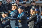 WAAF WRAF RAF(W) Association (Group C17, 21 members) during the Royal British Legion March Past on Remembrance Sunday at the Cenotaph, Whitehall, Westminster, London, 11 November 2018, 12:17.