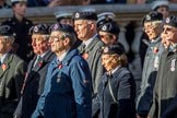Royal Observer Corps Association (Group C38, 67 members) during the Royal British Legion March Past on Remembrance Sunday at the Cenotaph, Whitehall, Westminster, London, 11 November 2018, 12:20.