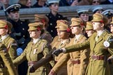 FANY (PRVC) (Group D1, 53 members) during the Royal British Legion March Past on Remembrance Sunday at the Cenotaph, Whitehall, Westminster, London, 11 November 2018, 12:20.