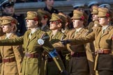 FANY (PRVC) (Group D1, 53 members) during the Royal British Legion March Past on Remembrance Sunday at the Cenotaph, Whitehall, Westminster, London, 11 November 2018, 12:20.