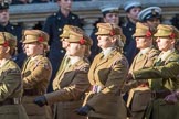 FANY (PRVC) (Group D1, 53 members) during the Royal British Legion March Past on Remembrance Sunday at the Cenotaph, Whitehall, Westminster, London, 11 November 2018, 12:20.