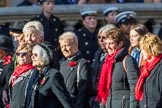 The War Widows' Association  of Great Britain (Group D7, 47 members) during the Royal British Legion March Past on Remembrance Sunday at the Cenotaph, Whitehall, Westminster, London, 11 November 2018, 12:21.