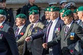 Commando Veterans Association  (Group D12, 42 members) during the Royal British Legion March Past on Remembrance Sunday at the Cenotaph, Whitehall, Westminster, London, 11 November 2018, 12:22.