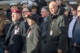 The British Evacuees Association (Group M4, 50 members) during the Royal British Legion March Past on Remembrance Sunday at the Cenotaph, Whitehall, Westminster, London, 11 November 2018, 12:25.