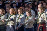 The Scout Association (Group M36, 30 members) during the Royal British Legion March Past on Remembrance Sunday at the Cenotaph, Whitehall, Westminster, London, 11 November 2018, 12:30.