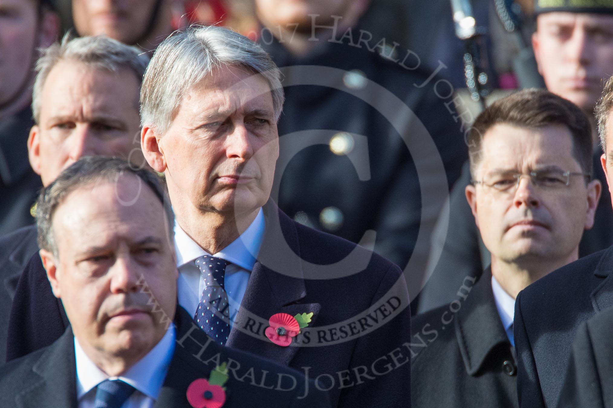 The Rt Hon Philip Hammond MP, (Chancellor of the Exchequer) during the Remembrance Sunday Cenotaph Ceremony 2018 at Horse Guards Parade, Westminster, London, 11 November 2018, 10:57.
