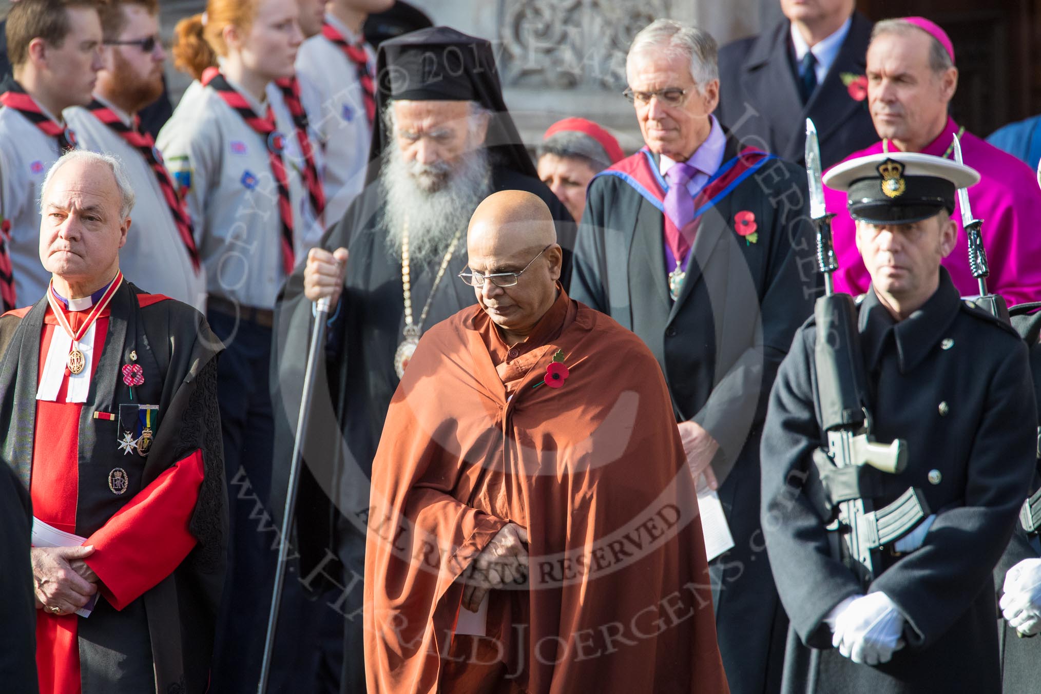 The representatives of the faith communities during the  Remembrance Sunday Cenotaph Ceremony 2018 at Horse Guards Parade, Westminster, London, 11 November 2018, 10:57.