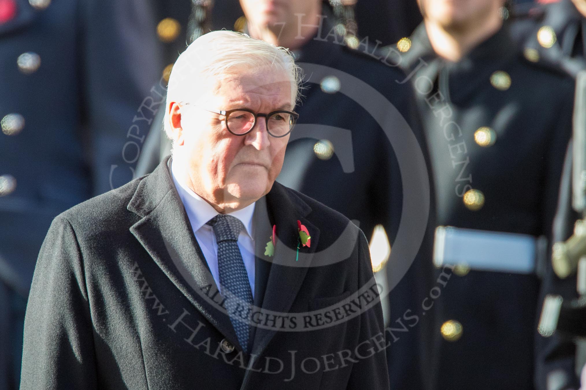 HE The President of the Federal Republic of Germany, Frank-Walter Steinmeier  during the Remembrance Sunday Cenotaph Ceremony 2018 at Horse Guards Parade, Westminster, London, 11 November 2018, 10:58.
