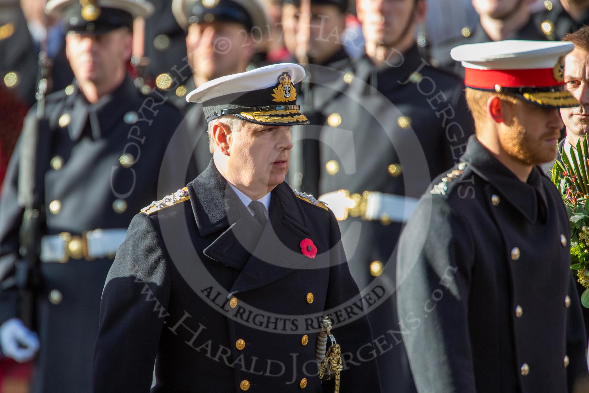 HRH The Duke of York (Prince Andrew) during the Remembrance Sunday Cenotaph Ceremony 2018 at Horse Guards Parade, Westminster, London, 11 November 2018, 10:59.