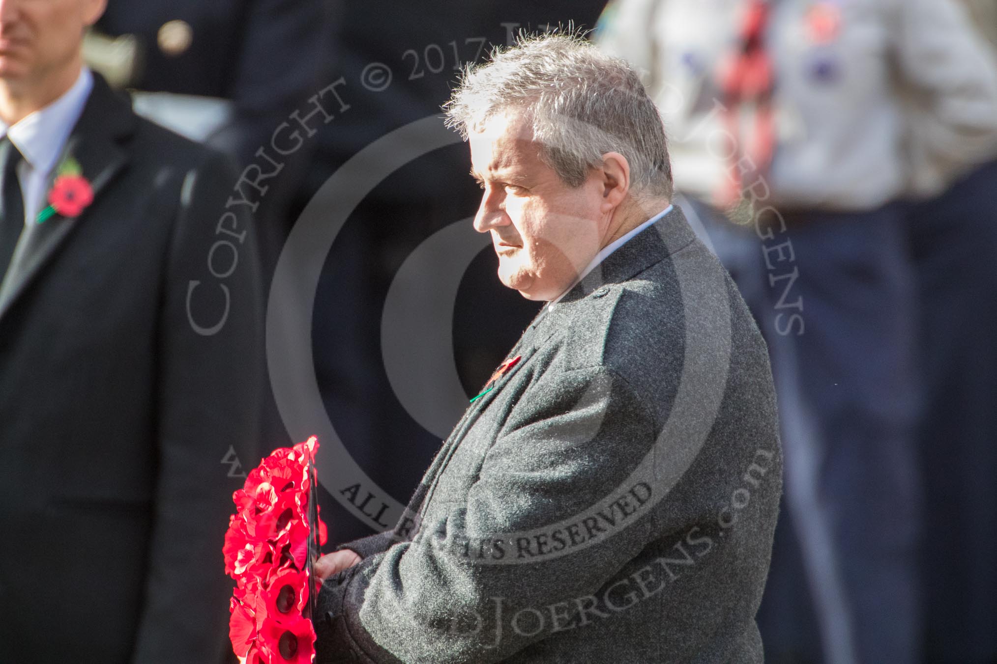 Mr Ian Blackford MP (the Westminster Scottish National Party Leader on the behalf of the SNP/the Plaid Cymru Parliamentary Group)  during the Remembrance Sunday Cenotaph Ceremony 2018 at Horse Guards Parade, Westminster, London, 11 November 2018, 11:08.