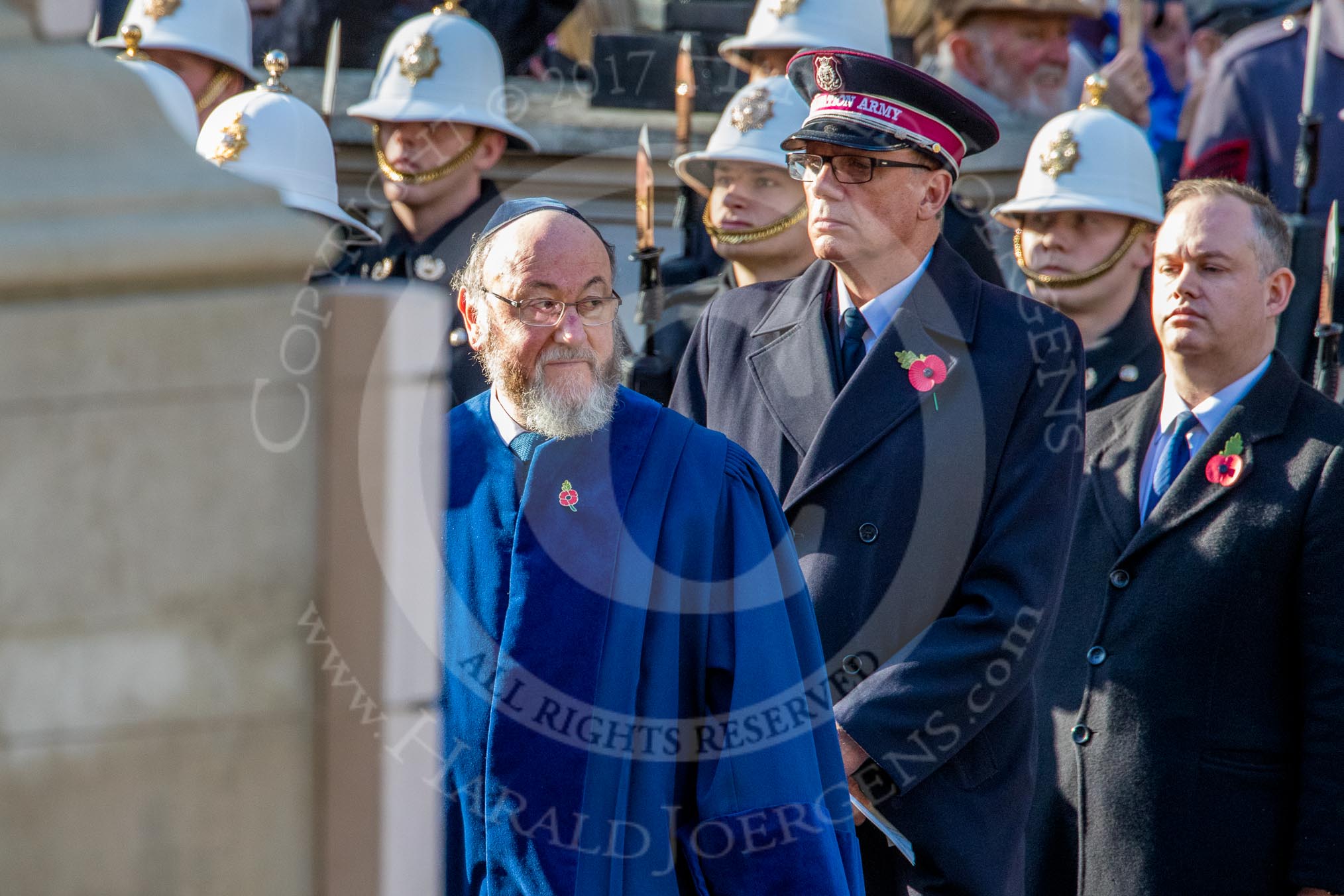 Representatives of the faith communities returning to the Foreign and Commonwealth Office during the Remembrance Sunday Cenotaph Ceremony 2018 at Horse Guards Parade, Westminster, London, 11 November 2018, 11:25.