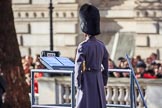The Senior Director of Music Household Division, Lieutenant Colonel Darren Wolfendale, before the Remembrance Sunday Cenotaph Ceremony 2018 at Horse Guards Parade, Westminster, London, 11 November 2018, 10:23.