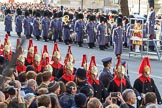 The Service detachment from the Household Cavalry arrives on Whitehall before the Remembrance Sunday Cenotaph Ceremony 2018 at Horse Guards Parade, Westminster, London, 11 November 2018, 10:25.