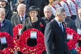 In focus The Rt Hon Vince Cable MP (Leader of the Liberal Democrats) and The Rt Hon John Bercow MP, Speaker of the House of Commons (on behalf of Parliament representing members of the House of Commons) as they are leaving the Foreign and Commonwealth Office with their wreaths during Remembrance Sunday Cenotaph Ceremony 2018 at Horse Guards Parade, Westminster, London, 11 November 2018, 10:55.