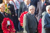 The Rt Hon Vince Cable MP (Leader of the Liberal Democrats) and Mr Ian Blackford MP (the Westminster Scottish National Party Leader on the behalf of the SNP/the Plaid Cymru Parliamentary Group)   with their wreaths during Remembrance Sunday Cenotaph Ceremony 2018 at Horse Guards Parade, Westminster, London, 11 November 2018, 10:55.