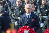 The Rt Hon The Lord Fowler, Lord Speaker, (on behalf of Parliament representing members of the House of Lords)   with his wreath during the Remembrance Sunday Cenotaph Ceremony 2018 at Horse Guards Parade, Westminster, London, 11 November 2018, 10:55.